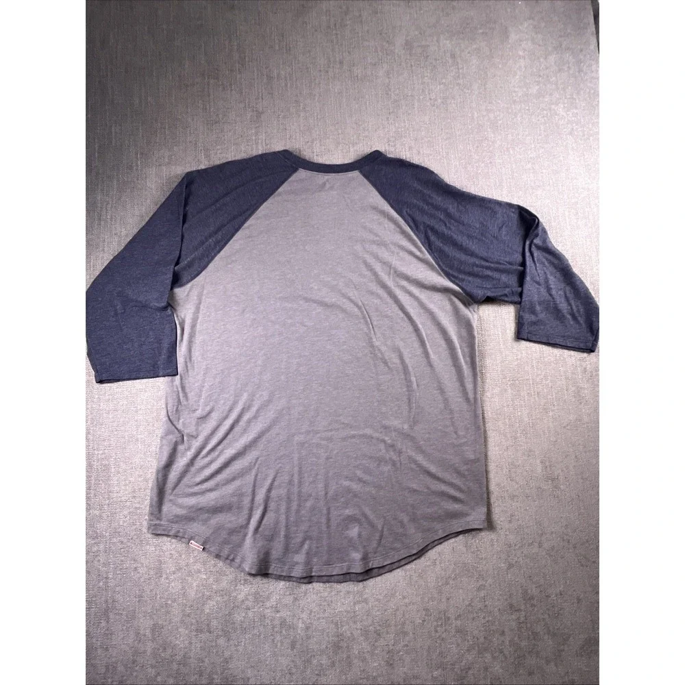 The North Face TNF Logo Raglan Baseball T-Shirt Gray Blue Men's LG